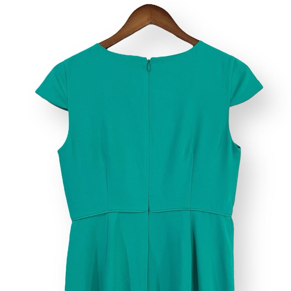 J. Crew Teal Green Pleated Sheath Dress Size 6P Cap Sleeve Modest Business - Picture 9 of 14